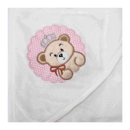 Neves kapucnis törölköző-Bébi maci-kislány