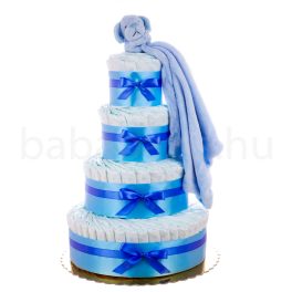   „Csupa pelus” pelenkatorta szundikendővel – kék – 3 vagy 4 szintes, választható hímzéssel is
