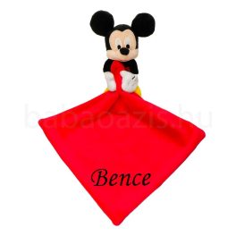 Névvel hímzett plüss szundikendő – Mickey-piros