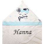 Neves kapucnis törölköző-Princess-kék