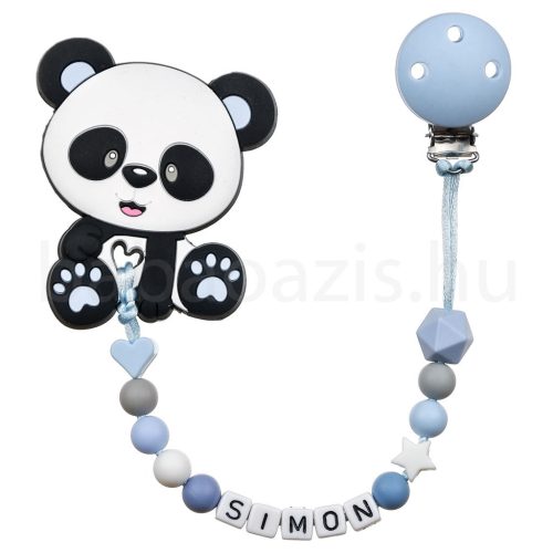 Szilikon rágcsalánc -Panda-kék