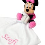 Névvel hímzett plüss szundikendő – Minnie -fehér