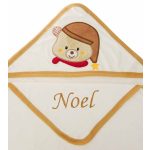 Neves kapucnis törölköző-Hálósapkás maci-barna szegéllyel