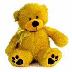 Maci plüssfigura hímzett talppal – világosbarna