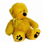 Maci plüssfigura hímzett talppal – világosbarna