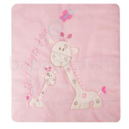   Bebessi vastag wellsoft kocsitakaró szett, kocsizsák – zsiráfos-rózsaszín