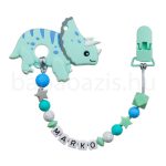 Szilikon rágcsalánc névvel-Triceratops-menta