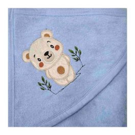 Neves kapucnis törölköző-Maci-kék