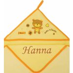 Neves kapucnis törölköző-Maci-sárga