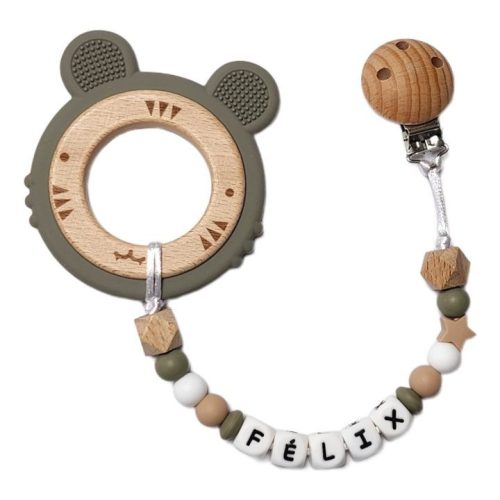 Szilikon-fa rágcsalánc névvel-Tigris