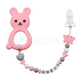 Szilikon rágcsalánc névvel-Nyuszi 2-rózsaszín