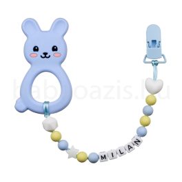 Szilikon rágcsalánc névvel-Nyuszi 2-kék