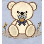 Neves kapucnis törölköző-Bébi maci-kék