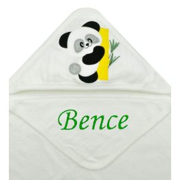 Névre szóló kapucnis törölköző-Panda-krém-sárga