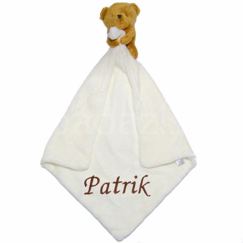 Névre szóló plüss szundikendő – barna macis