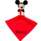 Névvel hímzett plüss szundikendő – Mickey-piros