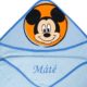 Névre szóló kapucnis törölköző – Mickey egér-világoskék 2 – 100×100 cm