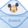 Névre szóló kapucnis törölköző – Baby Mickey-világoskék 3 – 100×100 cm